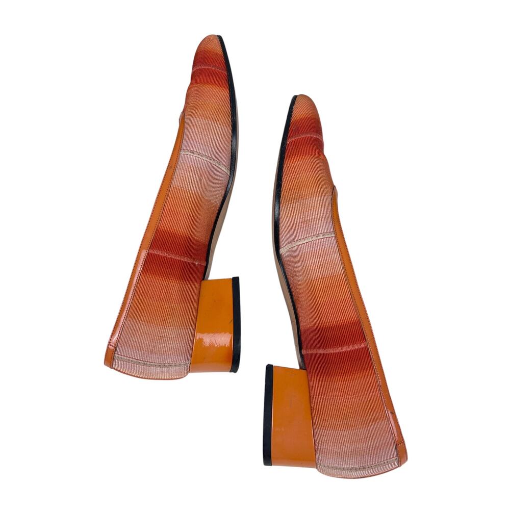 Salvatore Ferragamo Vitnage 90s Orange Ombre Woven Square Toe Patent Trim Heel 7 - Picture 6 of 7